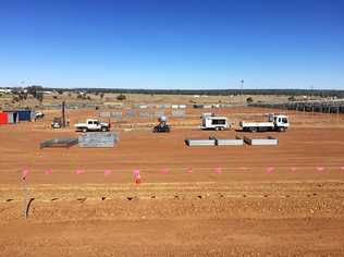 IMPROVEMENTS: Work is under way on the new selling pens and drafts at the Roma Saleyards. Picture: Contributed