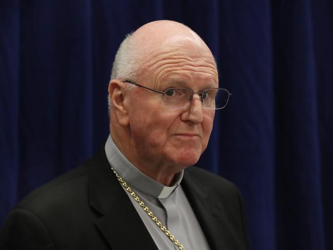 Australian Catholic Bishops Conference president Archbishop Denis Hart speaks to the media in Melbourne, Friday, December 15, 2017. Archbishop Denis Hart is responding after the final report by the Royal Commission into Institutional Responses to Child Sexual Abuse was released. (AAP Image/David Crosling) NO ARCHIVING