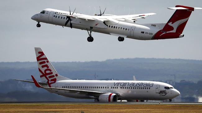 Virgin and Qantas have reported among the highest gender pay gaps of Australia’s major employers. Picture: David Gray/AFP