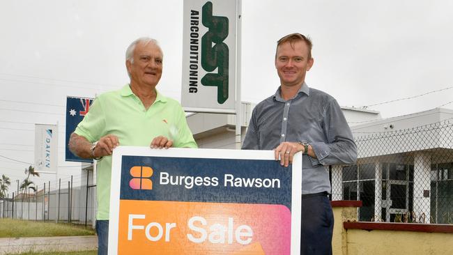 Ken McLeod with Neville Smith from Burgess Rawson at the former RST airconditioning warehouse in Condon. Picture: Evan Morgan