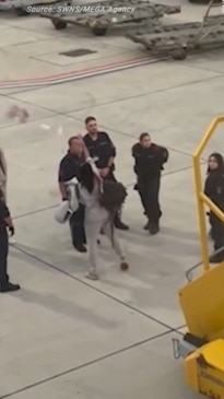Woman throws almost $10k cash at man on runway