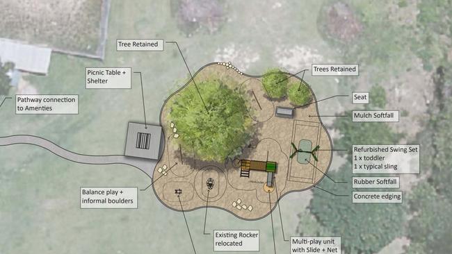 A design of the planned upgrade to the Lowanna Reserve playground. Coffs Harbour City Council are looking for feedback.