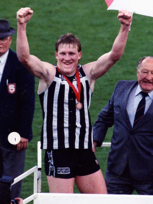 A young Nathan Buckley tore the Bays apart and won the Jack Oatey Medal in the ‘92 grand final.