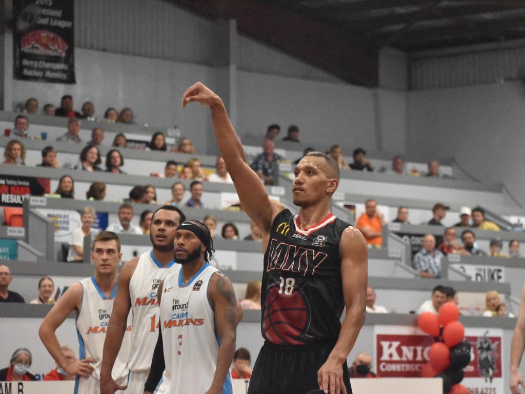 Viliami Foketi for the Mackay Meteors in the NBL1 North grand final game one against Cairns Marlins, 10 September 2021. Picture: Matthew Forrest