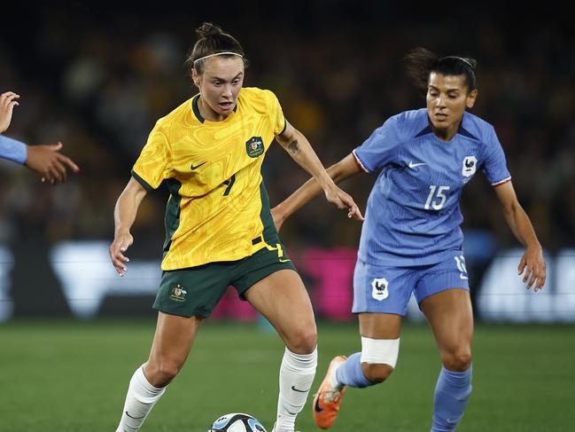 Caitlin Foord has one request for their first World Cup match - cheer louder. Picture: Daniel Pockett/Getty Images