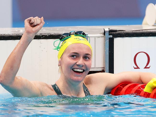 After winning the gold medal in the women's 400m freestyle final in Tokyo. Picture: Getty Images