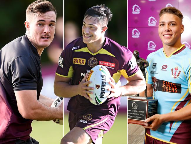 Brisbane has provided plenty of homegrown talent for the Broncos (L-R) Kurt Capewell, Kotoni Staggs and Reece Walsh).