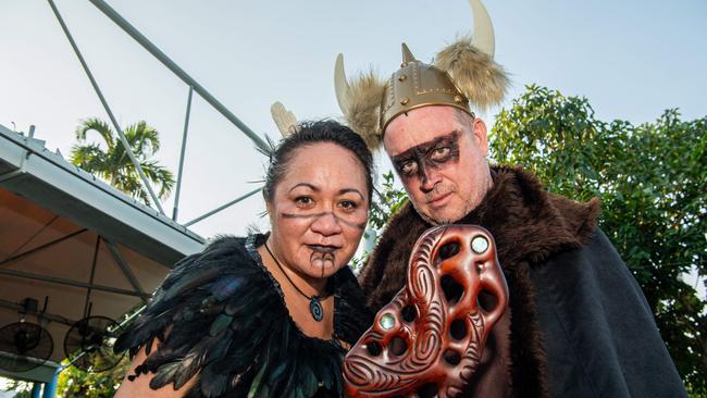 George Peat and Kiri Jackson at the 2024 Dinah Beach Viking Funeral. Picture: Pema Tamang Pakhrin