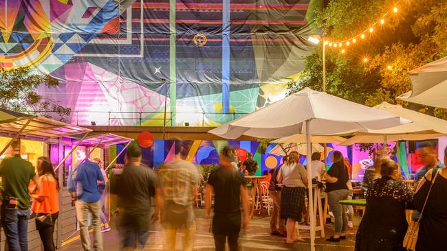 Concept images by Renewal SA for proposed short-term uses of the Old RAH site, including a temporary art gallery, an artist-in- residence tenancy, small scale entertainment areas, culture and creative activities, community events and outdoor art installations and murals. Picture: supplied