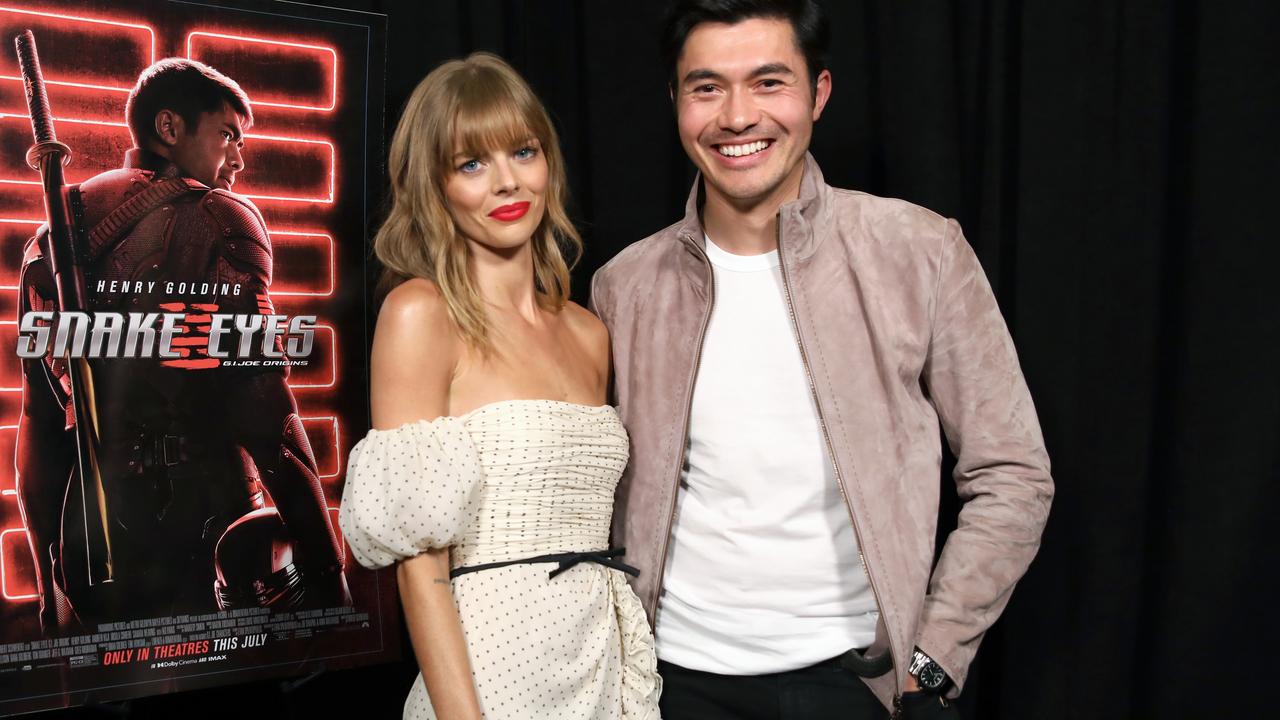 Samara Weaving and Henry Golding attend the Comic-Con Fans First Los Angeles Screening 'Snake Eyes: G.I. Joe Origins in Hollywood last week. Picture: Rachel Murray/Getty Images for Paramount Pictures