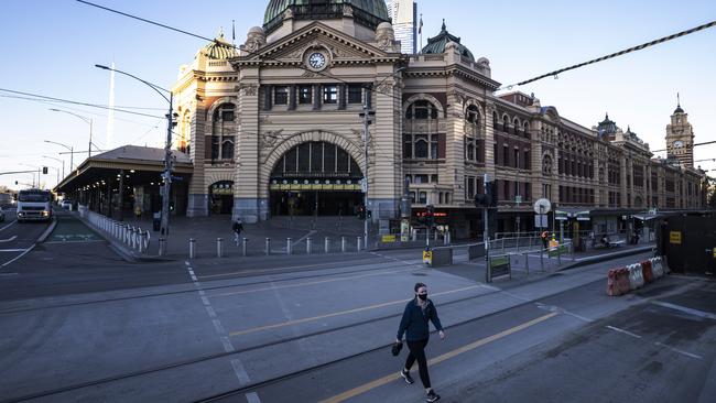 A deserted Melbourne during its fourth lockdown. Picture: Daniel Pockett/Getty Images