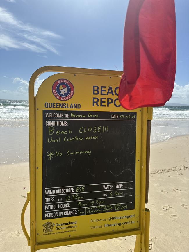 The beach remains closed on Tuesday.