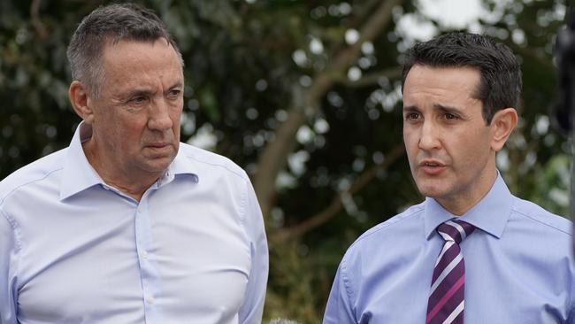 The LNP's Cook candidate, David Kempton and Opposition Leader, David Crisafulli near Wangetti Beach on Wednesday morning. Picture: Supplied