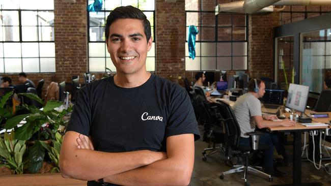 Former Canva CFO Damien Singh at his old office in Surry Hills, Sydney. Picture: Simon Bullard