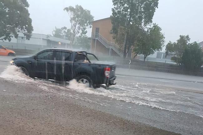 A heavily flooded Morala Ave in Biggera Waters. Picture: Kerryn Brewer