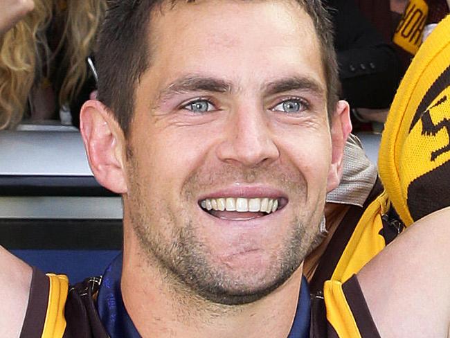 2013 AFL Grand Final at the MCG, Melbourne , Australia - September 28th, Hawthorn V Fremantle. Hawthorn's Luke Hodge celebrates with the Premiership cup . Picture by George Salpigtidis