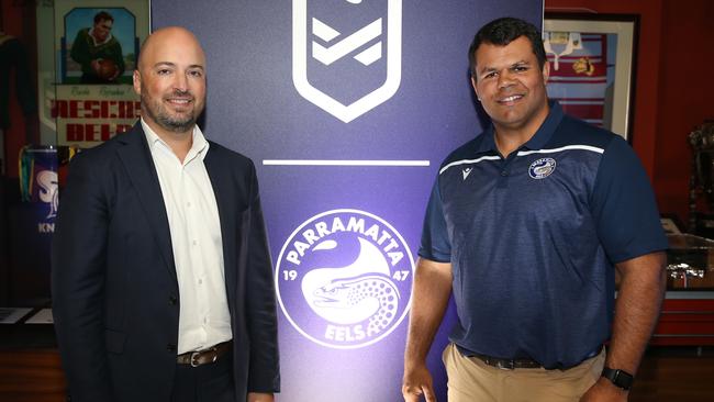 Eels chief executive Jim Sarantinos and NRLW coach Dean Widders are excited about the club’s first season in the women’s competition. Picture: NRL Imagery