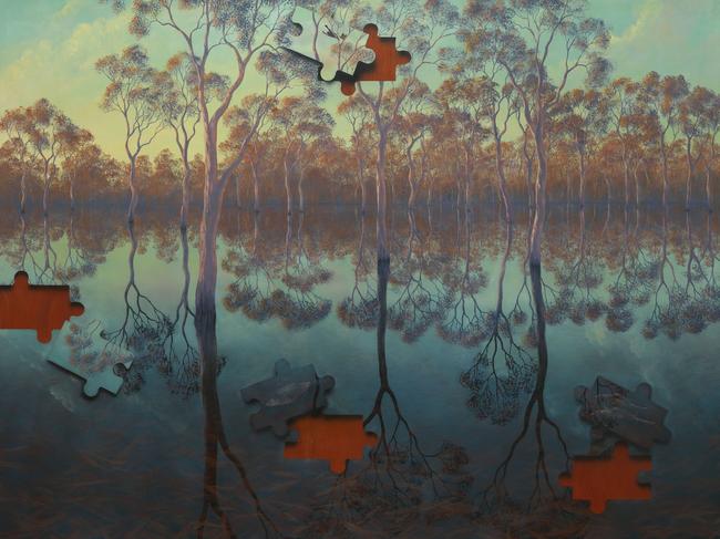 Lin Onus, Barmah Forest, 1995, synthetic polymer paint on linen 177 x 244 cm. Picture: Lin Onus Estate