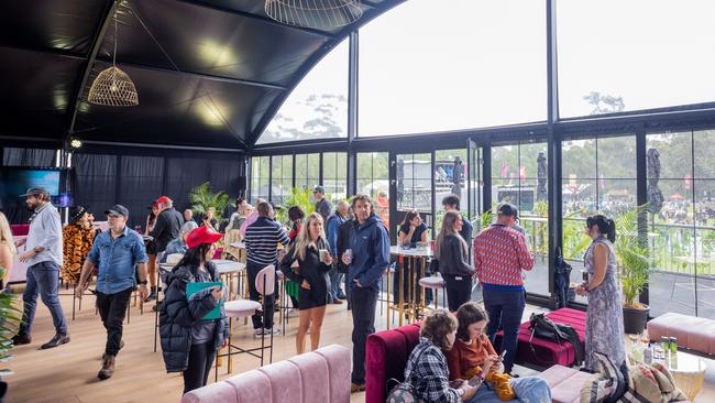 Inside the Platinum Lounge for VIP ticketholders at Harvest Rock. Picture: Topbunk