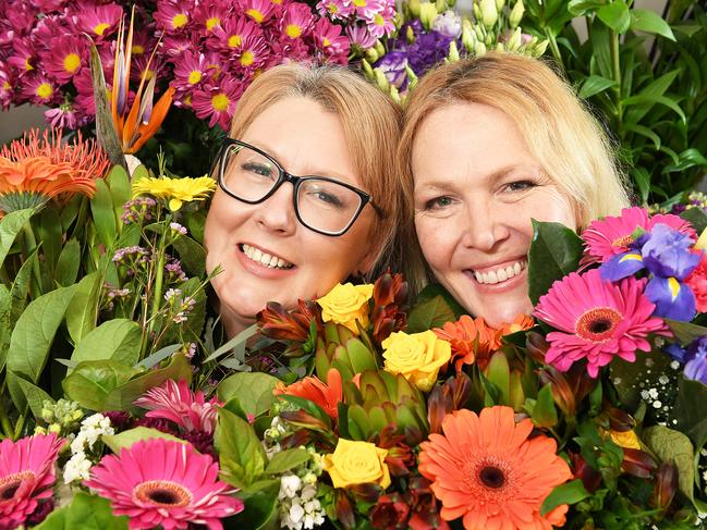 Watsonia Florists got invited to do the flowers on the Block TV show. L-R Florist Emma Wright and her assistant Jenny Ring amongst the blooms. November 20th 2019. Picture: Ellen Smith