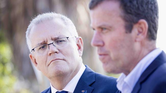 Prime Minister Scott Morrison and Trade Minister Dan Tehan. Picture: Nicole Cleary