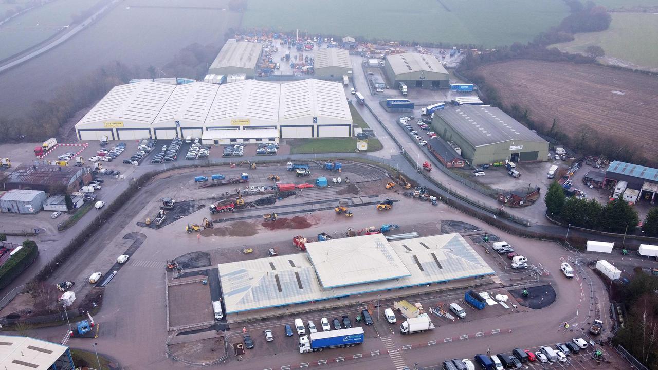 A holiday hub turned into a lorry park in case of a no deal Brexit. Picture: Paul ELLIS / AFP