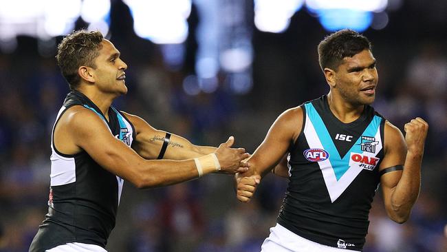 Jake Neade (pictured right) has joined North Adelaide after being delisted by the Power. Picture: Graham Denholm/AFL Media/Getty Images