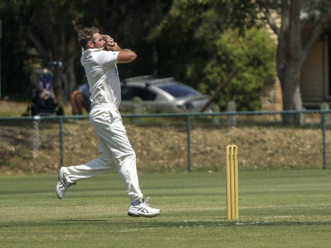 Premier Cricket: Frankston Peninsula v Ringwood. Frankston bowler Jon Holland. Picture: Valeriu Campan