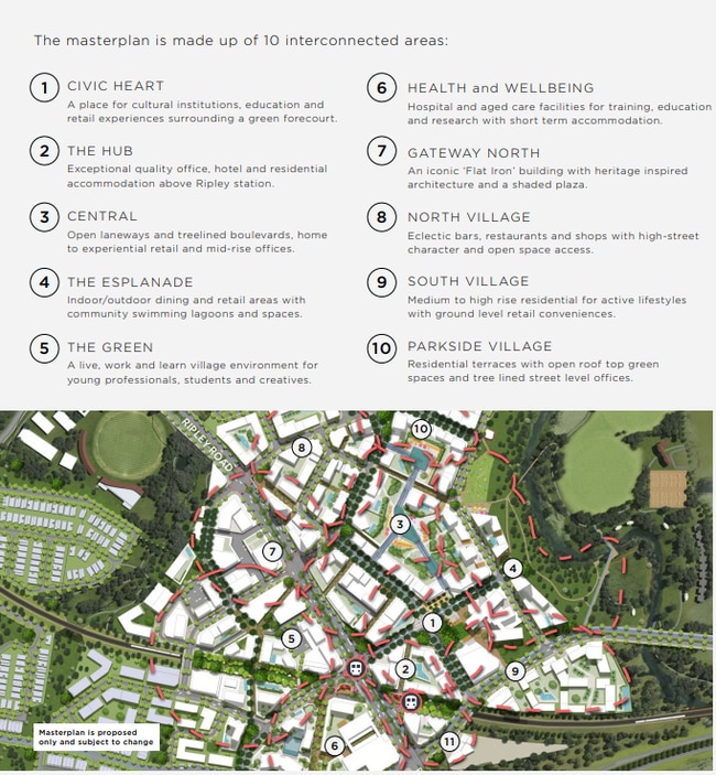 Areas 2-10 are indicative and may or may not proceed. Picture: Sekisui House