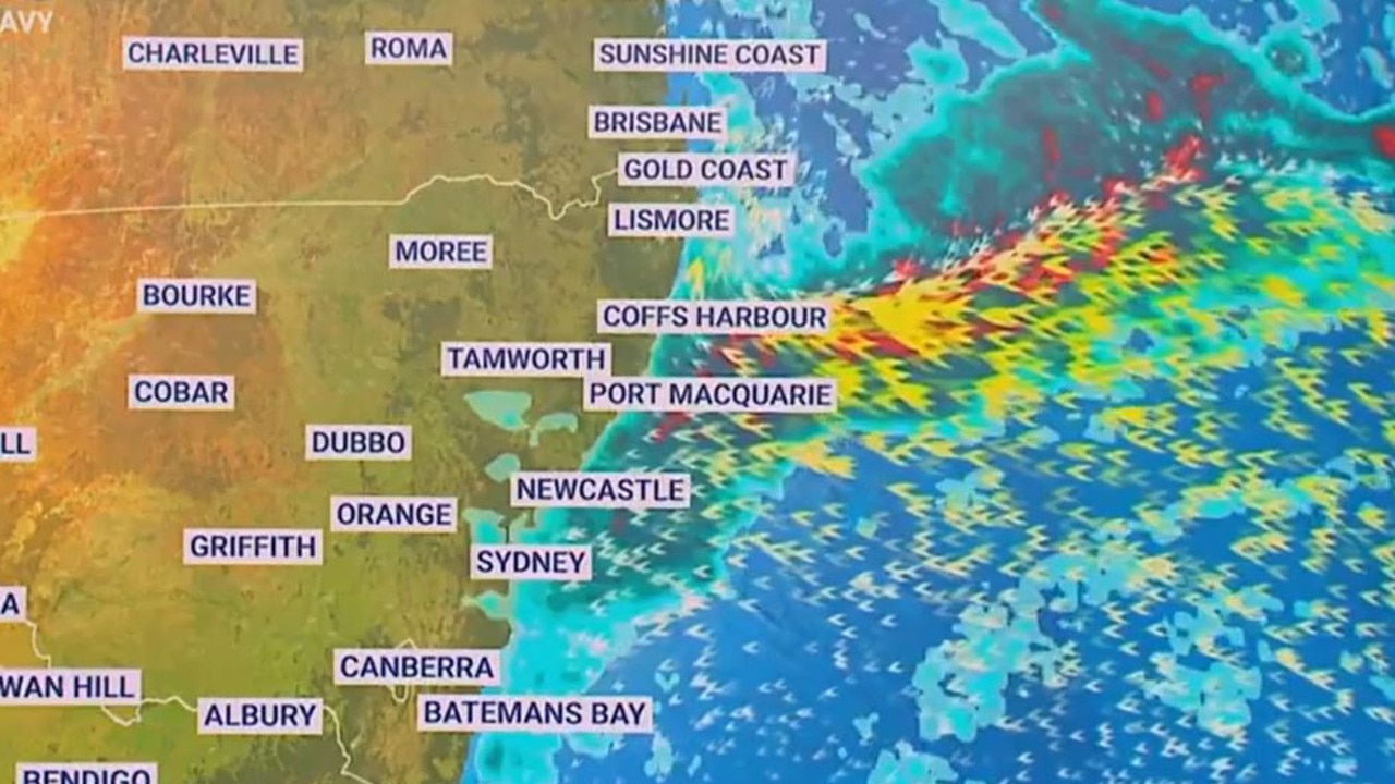 Daily showers on east coast (pictured) were forecast until Wednesday but the scenario appears to be changing. Picture: Sky Weather