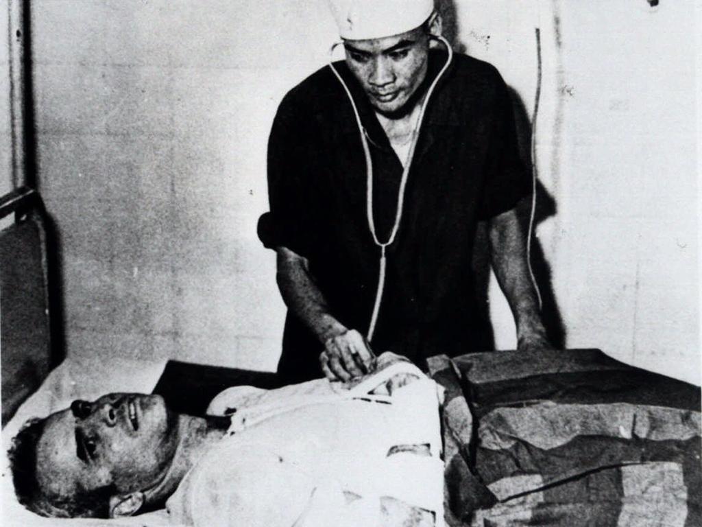 John McCain is treated in a Hanoi, Vietnam, hospital as a prisoner of war in 1967. Picture: AP