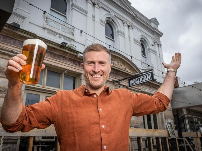 Melbourne publican Liam Ganley has opened the new-look Bay Hotel. Picture: Jake Nowakowski