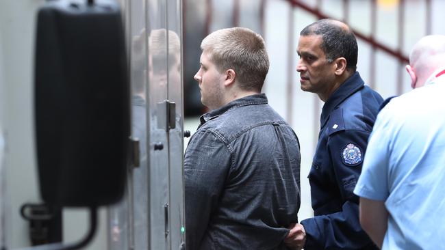 Jaymes Todd is taken to a prison van from the Supreme Court in Victoria. Picture: AAP.