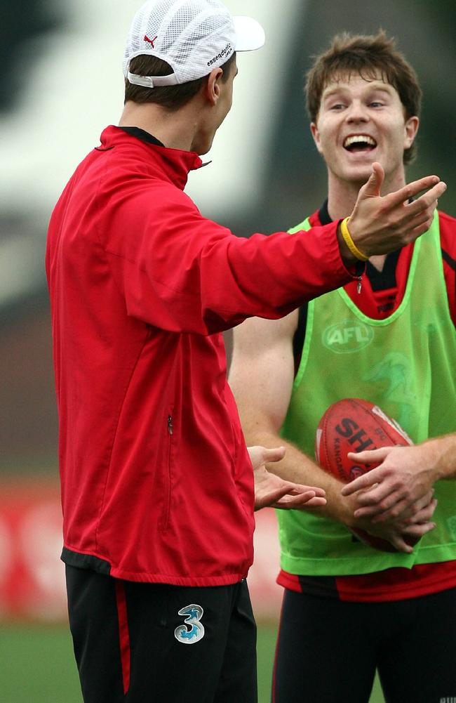 Ben Jolley the Bomber, sharing a laugh with Matthew Lloyd.