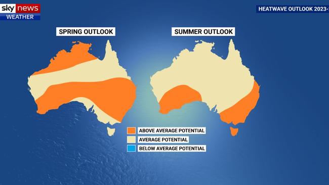 Outlook for heatwaves. From Sky News Weather's Severe Weather Outlook 2023-24.