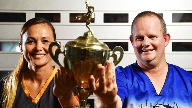 Jets leader Sam Rioli and Lightning coach Jason Ivinson before the women’s grand final in December, 2016. Picture: IVAN RACHMAN