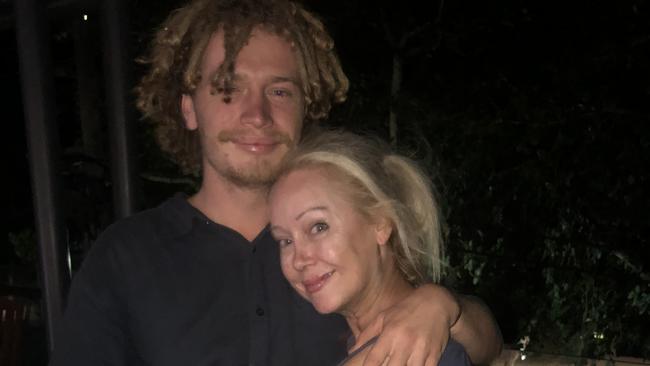 Victorian man Jackson Stacker with his mother, Sandey MacFarlane, photographed in April 2021.