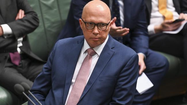 Opposition Leader Peter Dutton has to turn around a decade of Labor’s portrayal of him as a hard, angry man to deal with. Picture: NCA NewsWire / Martin Ollman