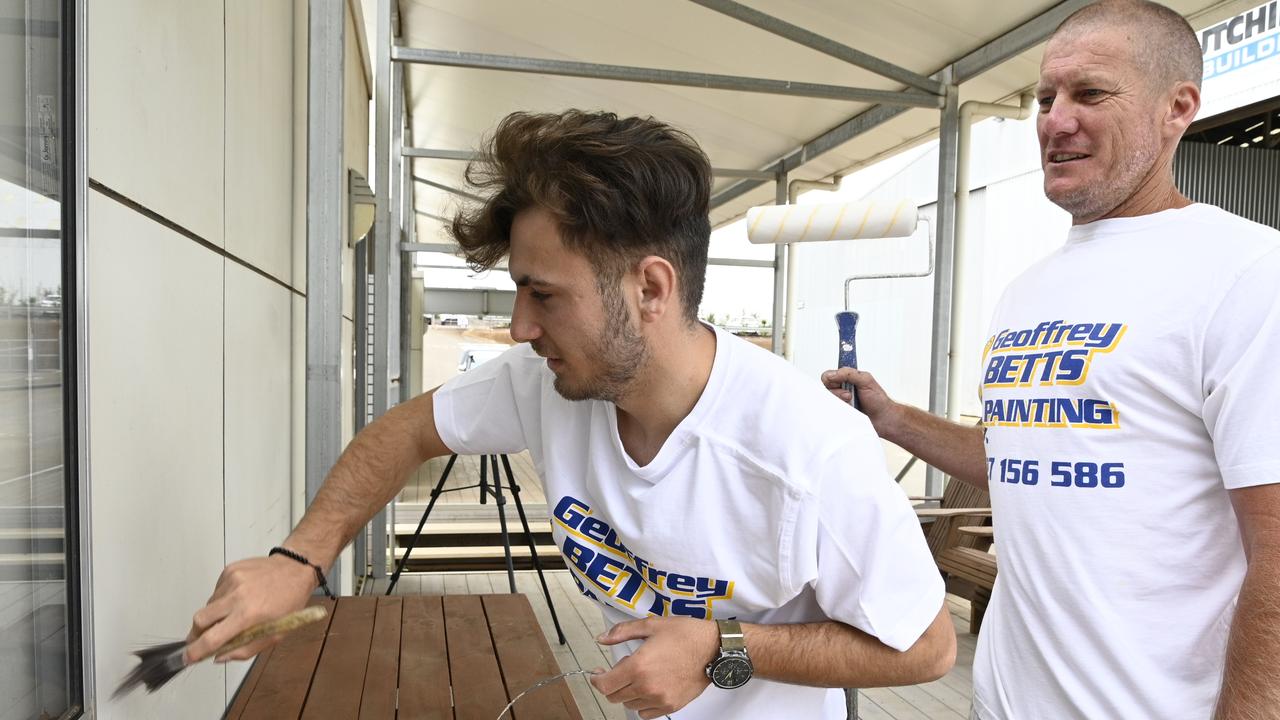 ON THE JOB: Hasan Eeso, a 20-year-old Syrian refugee who has just completed his certificate I in construction and is about to begin an apprenticeship with painter with Geoffrey Betts. PHOTO: Bev Lacey