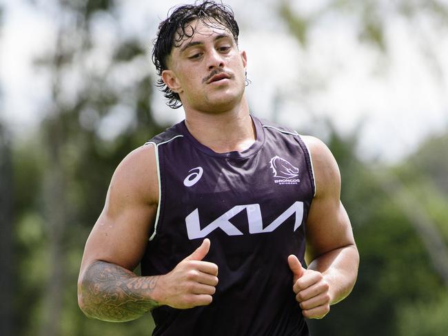 Kotoni Staggs at Brisbane Broncos CaptainÃs Run and Toowoomba Fan Day at Toowoomba Sports Ground, Saturday, February 15, 2025. Picture: Kevin Farmer