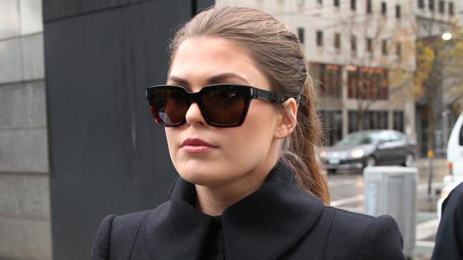 Belle Gibson arrives at the Federal Court in Melbourne this morning. Picture: AAP/David Crosling