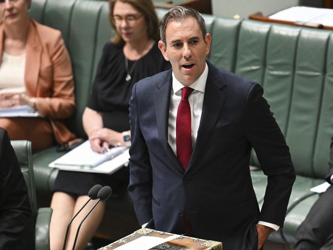 CANBERRA, AUSTRALIA, NewsWire Photos. MARCH 26, 2024: Federal Treasurer Jim Chalmers during Question Time at Parliament House in Canberra. Picture: NCA NewsWire / Martin Ollman