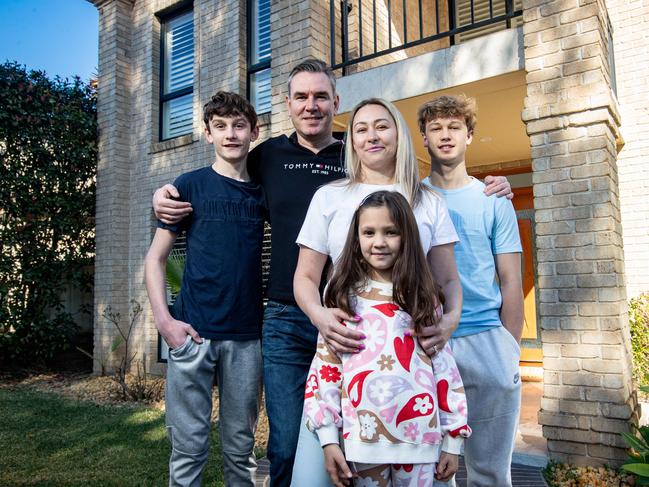 17/08/23. Daily Telegraph,  Property.  Stanhope Gardens, Sydney, NSW, Australia.Portraits of The Chemerys family pictured at their Stanhope Gardens home.Pictured are Dad Anton, Mum Anastasia, Daniel 17, Tim,14, and Stephanie, 6.Story is on suburbs in Sydney where you can get bigger houses at "reasonable" prices. Picture: Julian Andrews