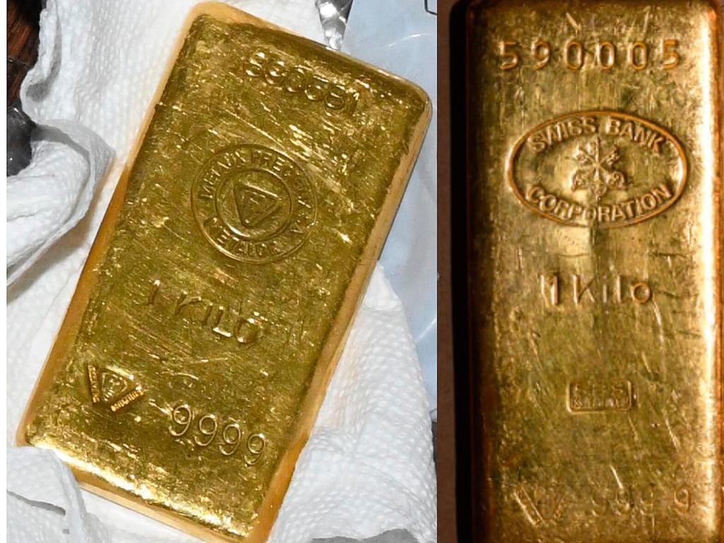 These gold bars were found on the property of disgraced politician Bob Menendez. Picture: US Attorney's Office