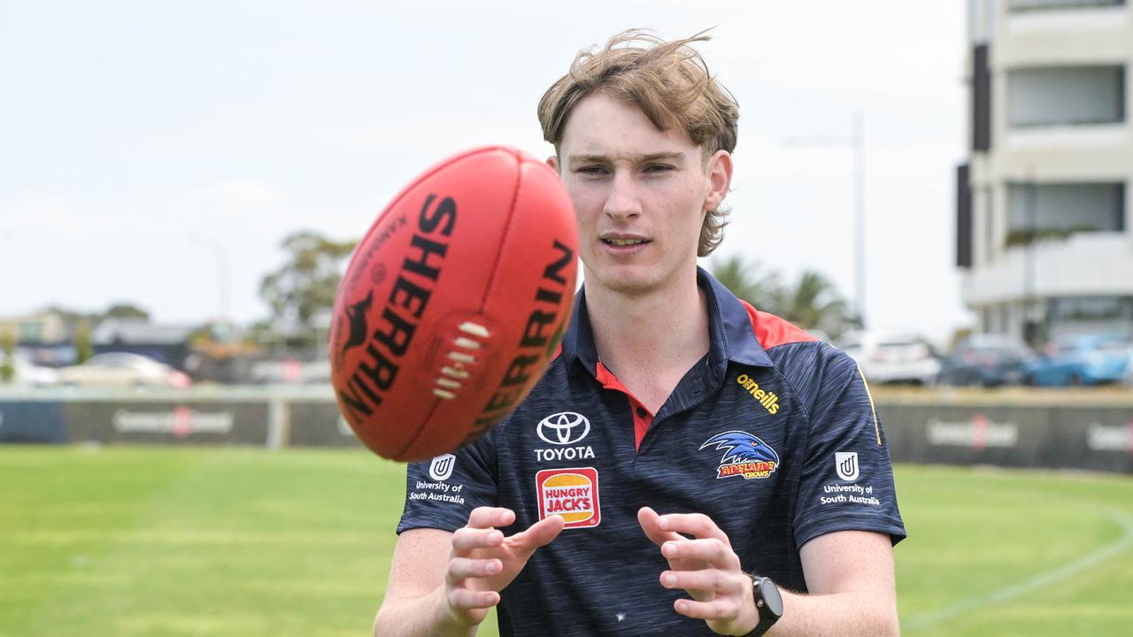 Max Michalanney at West Lakes after being drafted by the Crows, November 29, 2022. Picture: Brenton Edwards