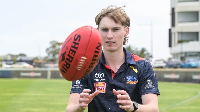 Max Michalanney at West Lakes after being drafted by the Crows, November 29, 2022. Picture: Brenton Edwards