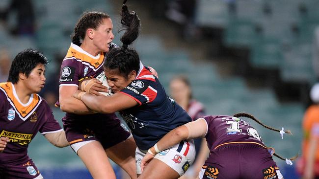 Brittany Breayley (left) was the second top tackler in the NRLW. Picture: AAP