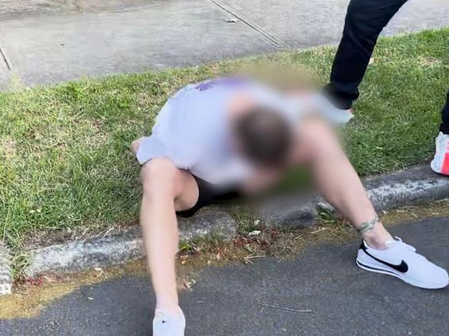 NSW Police vision shows the moment a man is arrested in Annandale in relation to a string of car thefts. Picture: NSW Police.