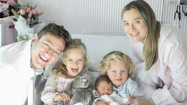 Baby – Francesca Grace Senior, DOB – 23/5/25, weight – 3000g, parents – Annabel, Paul and siblings Henry and Evie, from – Belmont, photo by Sugar Images