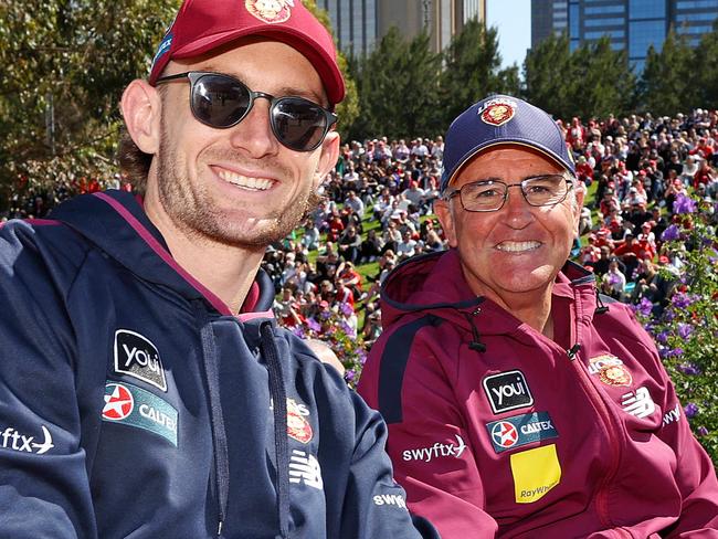 MELBOURNE, SEPTEMBER 27, 2024: 2024 Toyota AFL Grand Final Parade. Harris Andrews and Chris Fagan. Picture: Mark Stewart